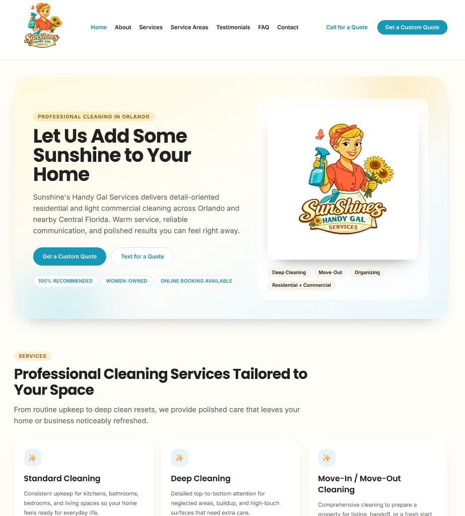 Sunshine Handy Gal Services website preview