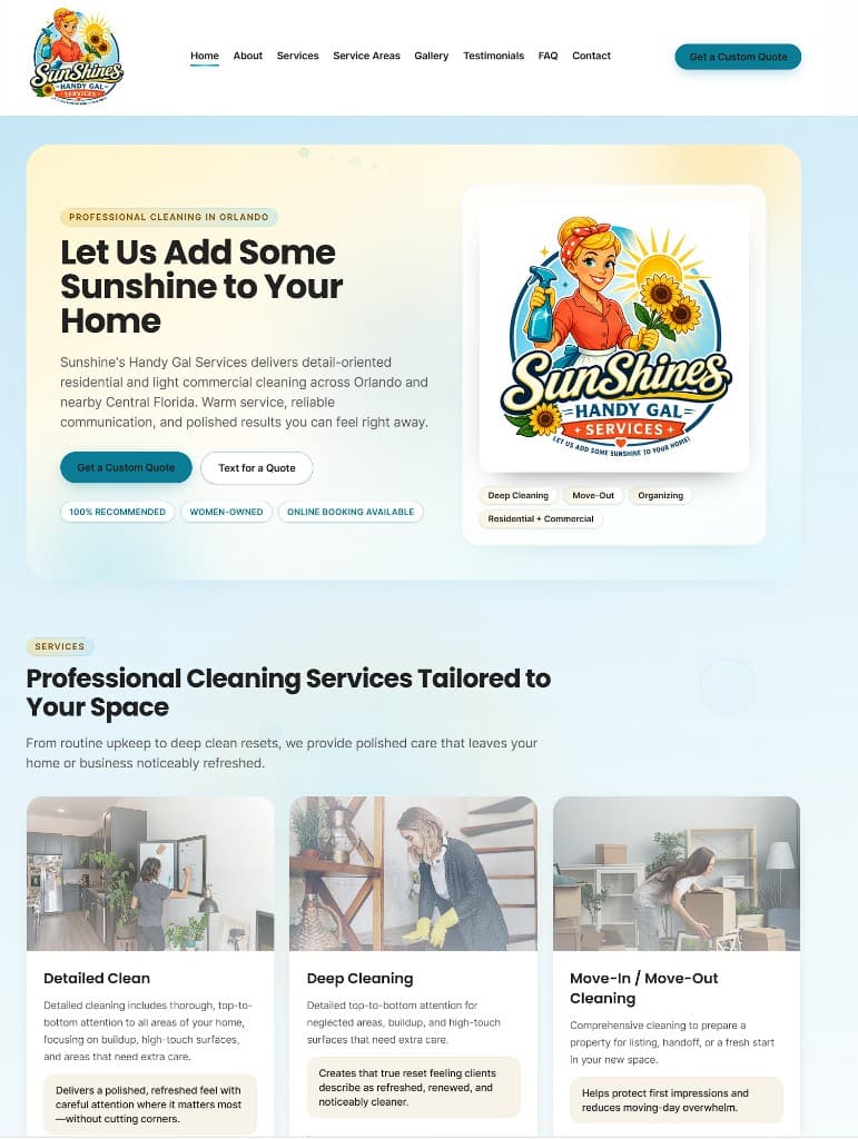 Sunshine Handy Gal Services website preview